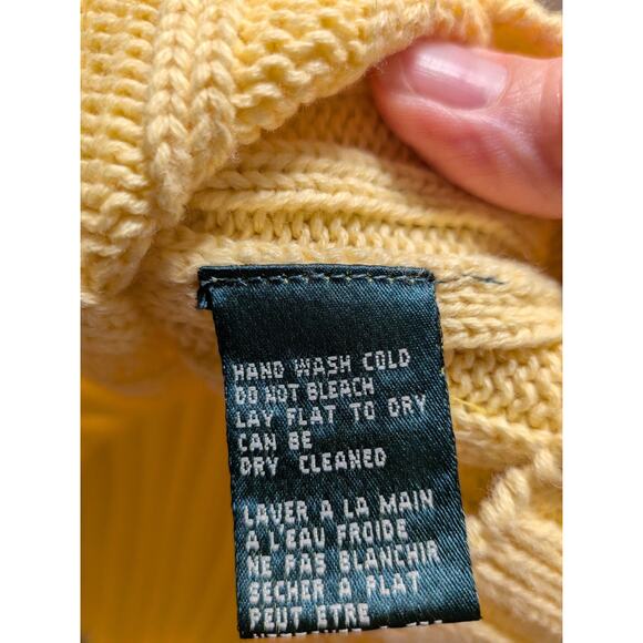 Lauren Ralph Lauren Sweater Womens Medium Yellow Rib Knit Boat Neck - Picture 5 of 5